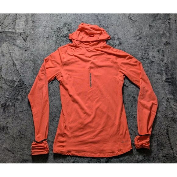 Nike Running Long Sleeve Hooded Shirt Women's Size XS Orange Dri Fit - Picture 10 of 14